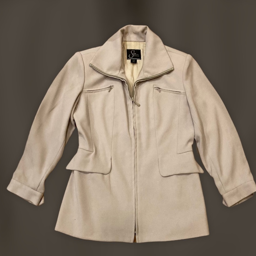 Vintage Sin By Morgan Cooper Taupe Zip Up Blazer Jacket EUC